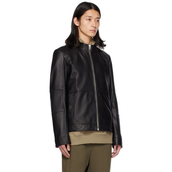  휴고 Hugo Black Slim-Fit Leather Jacket 232084M181000