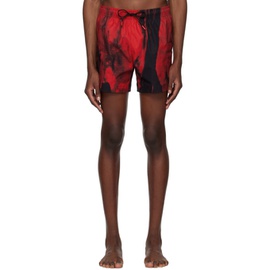 휴고 Hugo Red Printed Swim Shorts 232084M193001