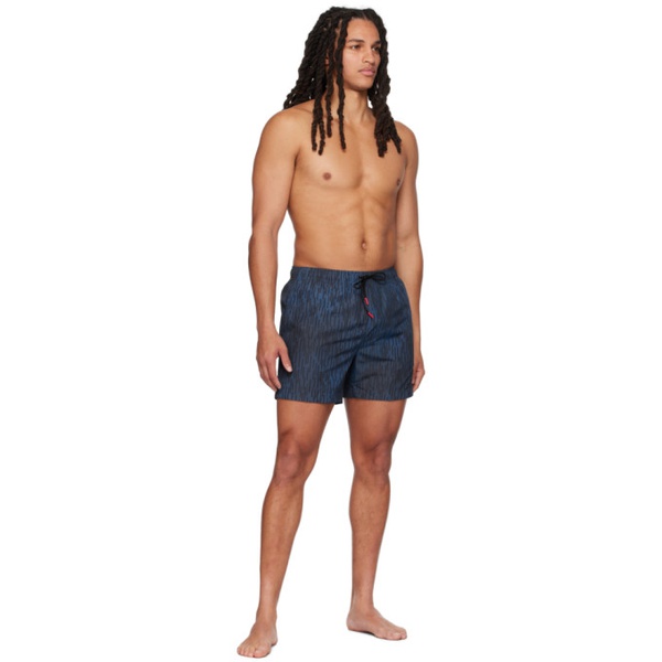 휴고 Hugo Blue Printed Swim Shorts 232084M193002
