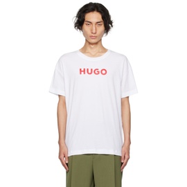 휴고 Hugo White Printed T-Shirt 232084M213006