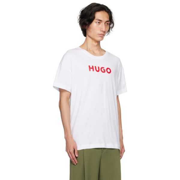  휴고 Hugo White Printed T-Shirt 232084M213006