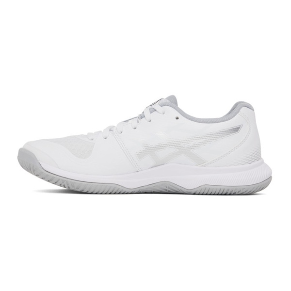  Asics White & Silver Gel-Tactic 12 Sneakers 232092F128060