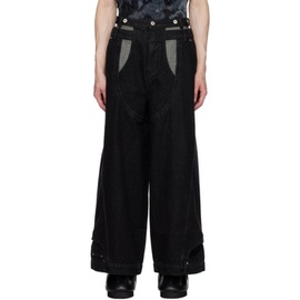 펑첸왕 Feng Chen Wang Black Paneled Jeans 232107M186007