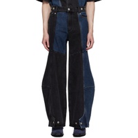 펑첸왕 Feng Chen Wang Black & Blue Paneled Jeans 232107M186009