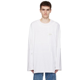 펑첸왕 Feng Chen Wang White Paneled Long Sleeve T-Shirt 232107M213000