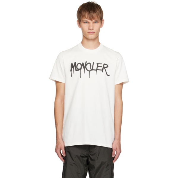 몽클레어 몽클레어 Moncler White Printed T-Shirt 232111M213113