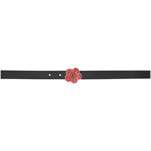  Black Kenzo Paris Thin Boke Flower Reversible Belt 232118F001000