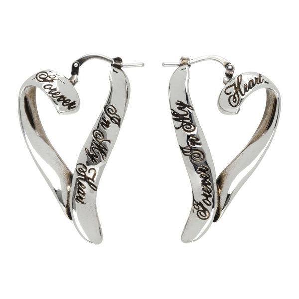 아크네스튜디오 아크네 스튜디오 Acne Studios Silver Heart Hoop Earrings 232129F022001