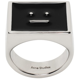 아크네 스튜디오 Acne Studios Silver & Black Enamel Ring 232129F024000