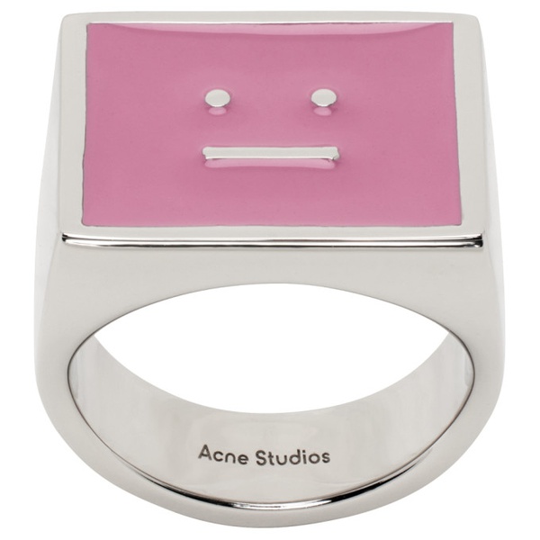 아크네스튜디오 아크네 스튜디오 Acne Studios Silver & Pink Enamel Ring 232129F024001