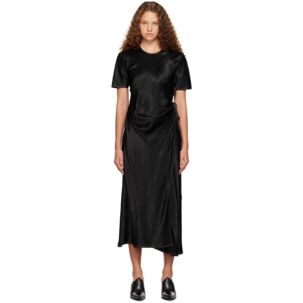 아크네스튜디오 아크네 스튜디오 Acne Studios Black Wrap Midi Dress 232129F054001