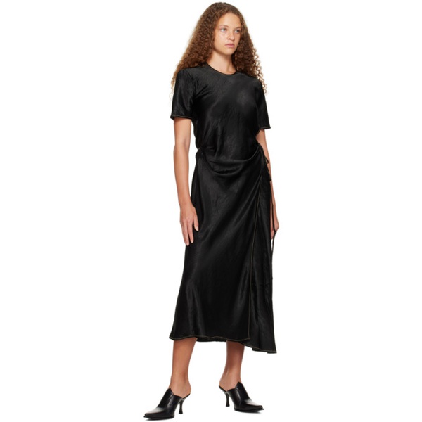 아크네스튜디오 아크네 스튜디오 Acne Studios Black Wrap Midi Dress 232129F054001