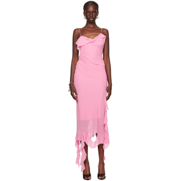 아크네스튜디오 아크네 스튜디오 Acne Studios Pink Ruffle Midi Dress 232129F054005
