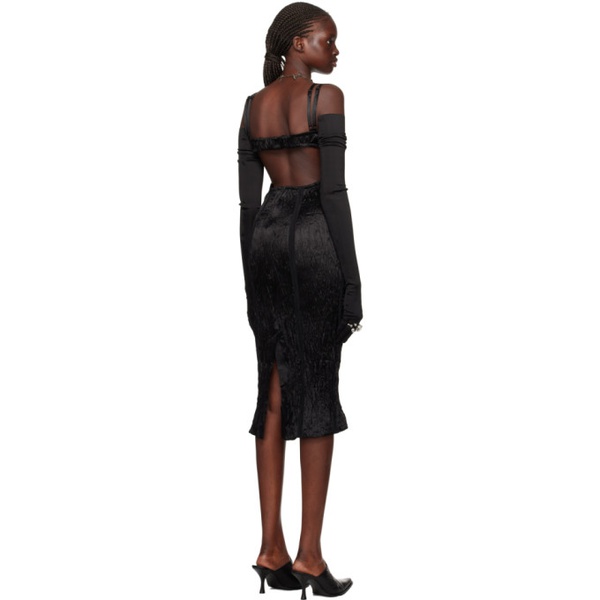 아크네스튜디오 아크네 스튜디오 Acne Studios Black Crinkled Midi Dress 232129F054011