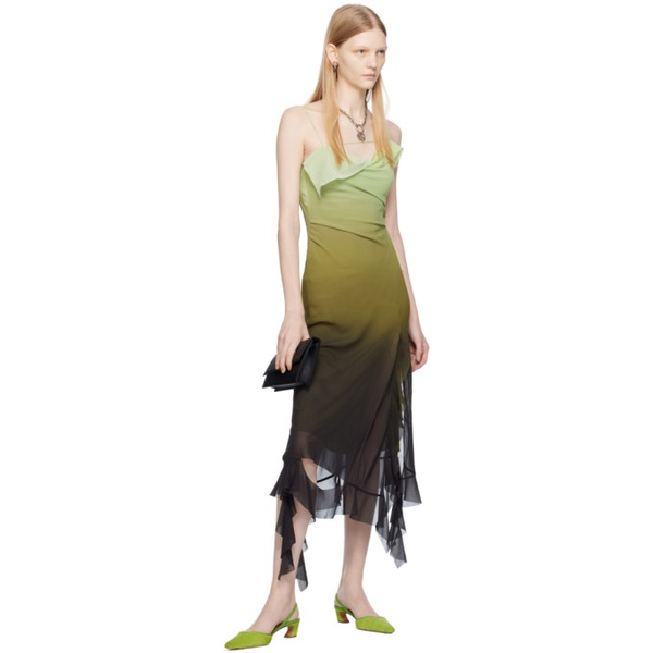 아크네스튜디오 아크네 스튜디오 Acne Studios Green Ruffle Strap Midi Dress 232129F054017