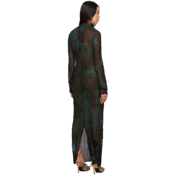 아크네스튜디오 아크네 스튜디오 Acne Studios Green & Black Pleated Maxi Dress 232129F055009