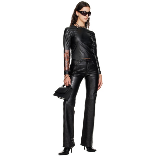 아크네스튜디오 아크네 스튜디오 Acne Studios Black Paneled Leather Pants 232129F087017