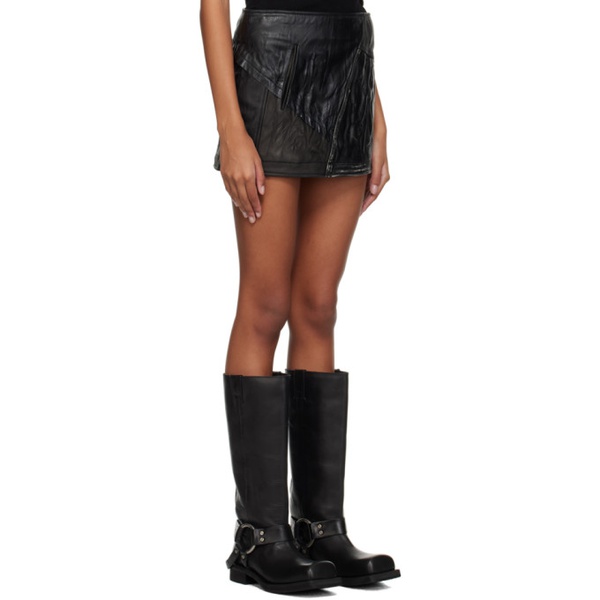 아크네스튜디오 아크네 스튜디오 Acne Studios Black Patchwork Leather Miniskirt 232129F090002