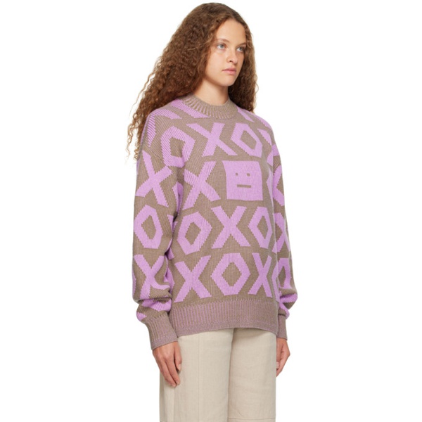 아크네스튜디오 아크네 스튜디오 Acne Studios Beige & Purple Jacquard Sweater 232129F096003
