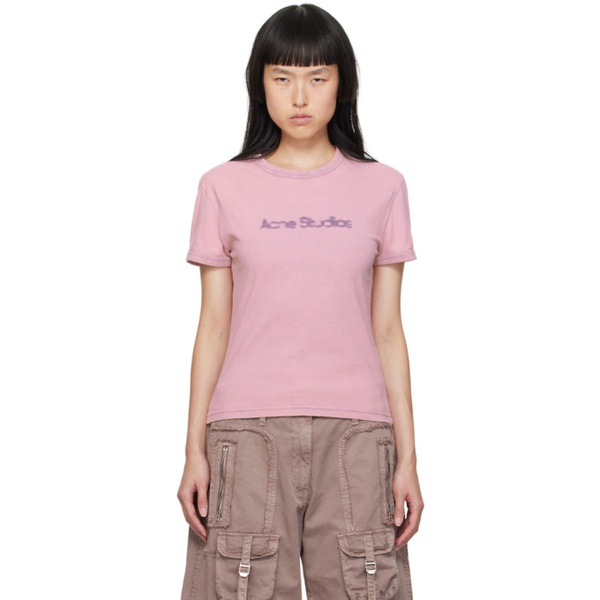 아크네스튜디오 아크네 스튜디오 Acne Studios Pink Blurred T-Shirt 232129F110030