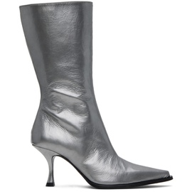 아크네 스튜디오 Acne Studios Silver Leather Heel Boots 232129F114000