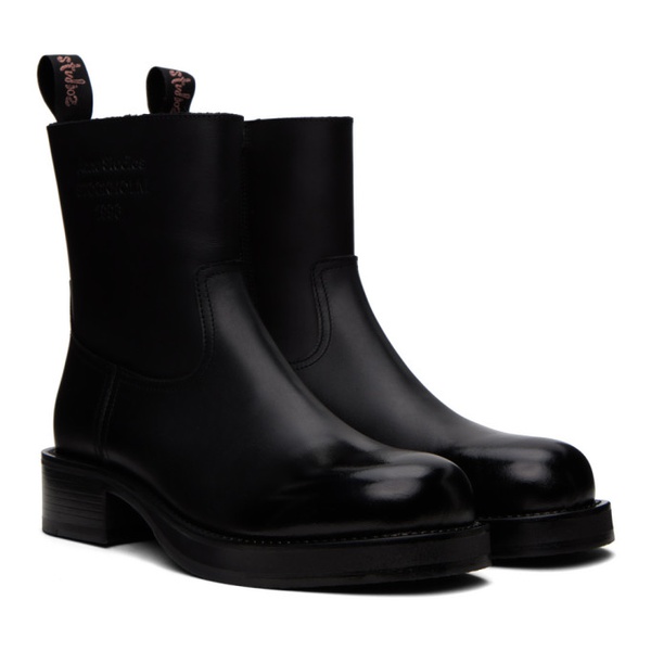 아크네스튜디오 아크네 스튜디오 Acne Studios Black Glossed Leather Boots 232129M228002