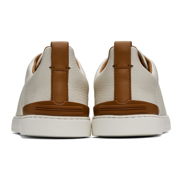  ZEGNA 오프화이트 Off-White & Tan Triple Stitch Sneakers 232142M237010