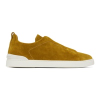 ZEGNA Yellow Triple Stitch Sneakers 232142M237018
