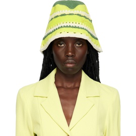 가니 GANNI Green Embroidered Bucket Hat 232144F015000