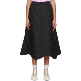 가니 GANNI Black Quilted Midi Skirt 232144F092007