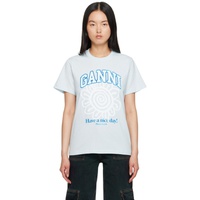 가니 GANNI Blue Relaxed T-Shirt 232144F110012