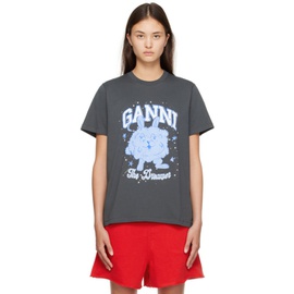 가니 GANNI Gray Dream Bunny T-Shirt 232144F110018