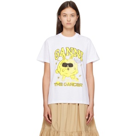 가니 GANNI White Dance Bunny T-Shirt 232144F110019