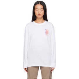 가니 GANNI White Printed Long Sleeve T-Shirt 232144F110031