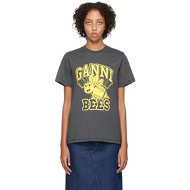 가니 GANNI Gray Relaxed T-Shirt 232144F110035