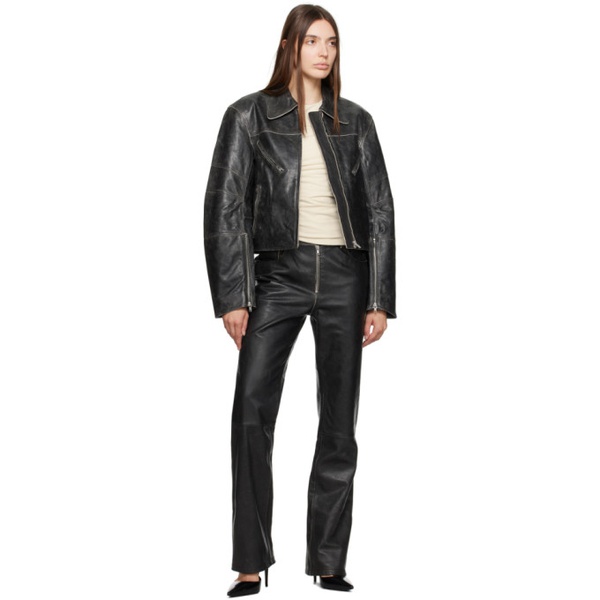  핼무트랭 Helmut Lang Black 5-Pocket Leather Pants 232154F084000
