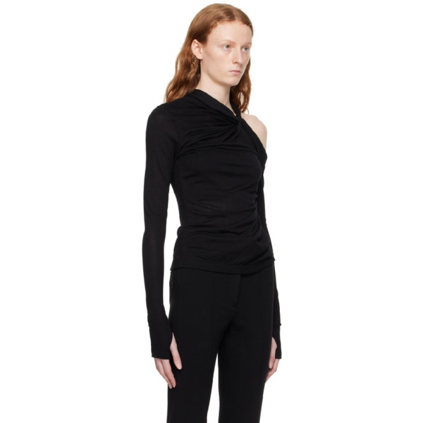  핼무트랭 Helmut Lang Black Twisted Long Sleeve T-Shirt 232154F110002