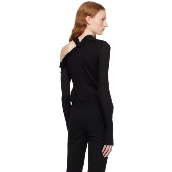  핼무트랭 Helmut Lang Black Twisted Long Sleeve T-Shirt 232154F110002