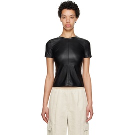 핼무트랭 Helmut Lang Black Slim Faux-Leather T-shirt 232154F110009