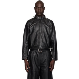 Deadwood Black Velar Spike Leather Jacket 232158M181008