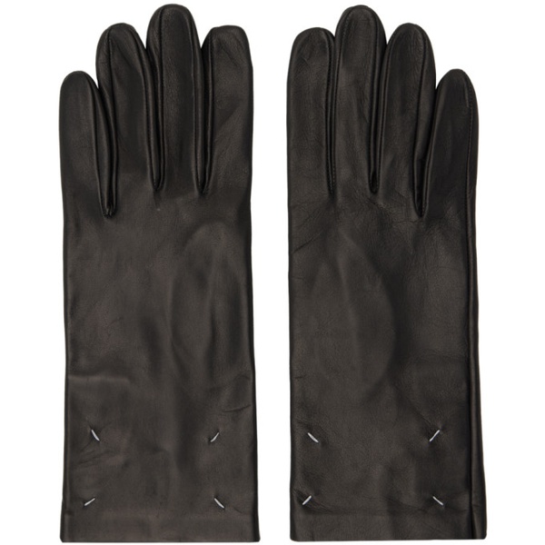 메종마르지엘라 메종마르지엘라 Maison Margiela Black Four Stitches Gloves 232168F012008