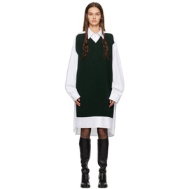 메종마르지엘라 Maison Margiela White & Green Paneled Dress 232168F054016
