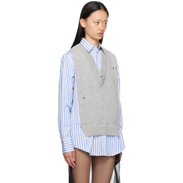 메종마르지엘라 메종마르지엘라 Maison Margiela Blue & Grey Spliced Shirt 232168F109014