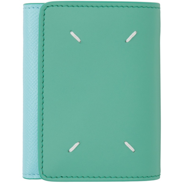 메종마르지엘라 메종마르지엘라 Maison Margiela Blue & Green Four Stitches Wallet 232168M164052