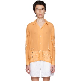 보디 Bode Orange Beaded Shirt 232169M192011