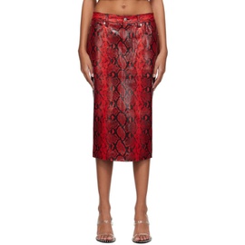 알렉산더 왕 Alexander Wang Red Snake-Embossed Leather Midi Skirt 232187F092000