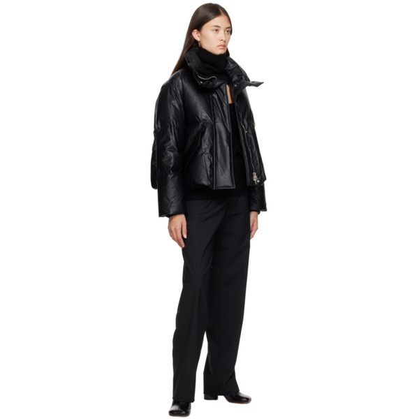 MM6 메종 마르지엘라 MM6 메종마르지엘라 Maison Margiela Black Embroidered Faux-Leather Down Jacket 232188F063002