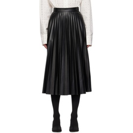 MM6 메종 마르지엘라 MM6 메종마르지엘라 Maison Margiela Black Pleated Faux-Leather Midi Skirt 232188F092000