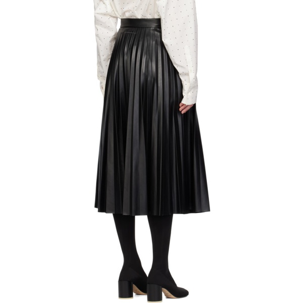  MM6 메종 마르지엘라 MM6 메종마르지엘라 Maison Margiela Black Pleated Faux-Leather Midi Skirt 232188F092000