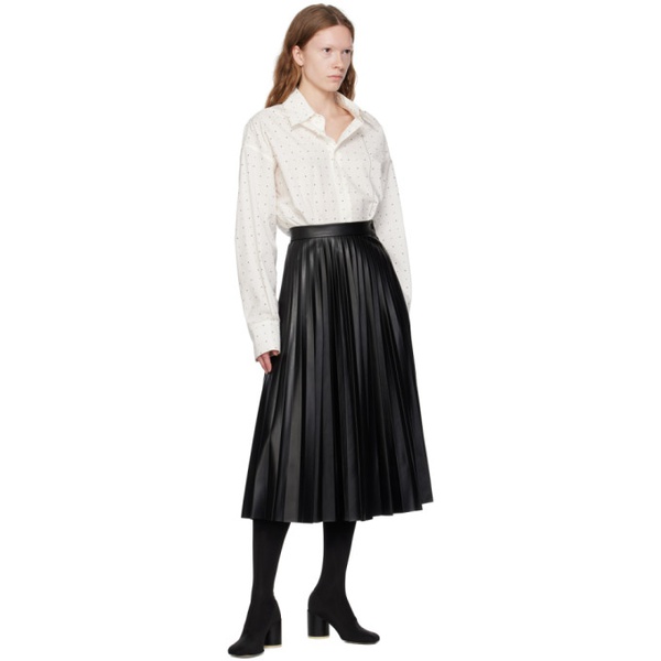  MM6 메종 마르지엘라 MM6 메종마르지엘라 Maison Margiela Black Pleated Faux-Leather Midi Skirt 232188F092000
